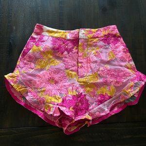 Showpo Floral High Waist Shorts in Pink and Yellow